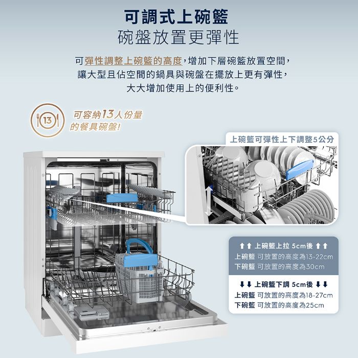 伊萊克斯|60公分300系列13人份獨立式洗碗機