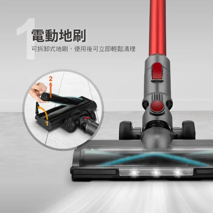 【奇美家電】 LED電動地刷手持強力氣旋吸塵器